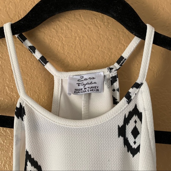 Zara White Aztec Mini Dress - Size Small - Picture 5 of 6